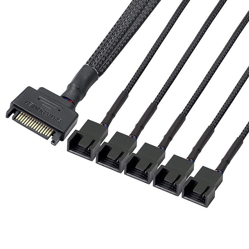 Sata Naar 3 Pin 4 Pin Fan Mouwen Power Splitter Kabel Adapter,15Pin Sata Naar 1/2/3/4/5 TX3 / TX4 (Pwm) 12V Pc Case Cooler Y Cord