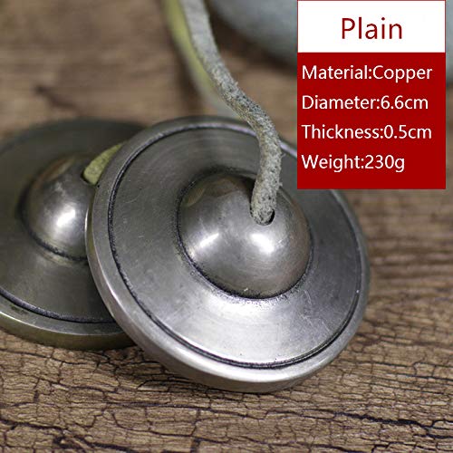 Campanilla de Tingsha tibetana hecha a mano con Om/nube de la suerte/Mantra, platillos de nepalí, el mejor para sanación de sonido de meditación: Plain(copper)