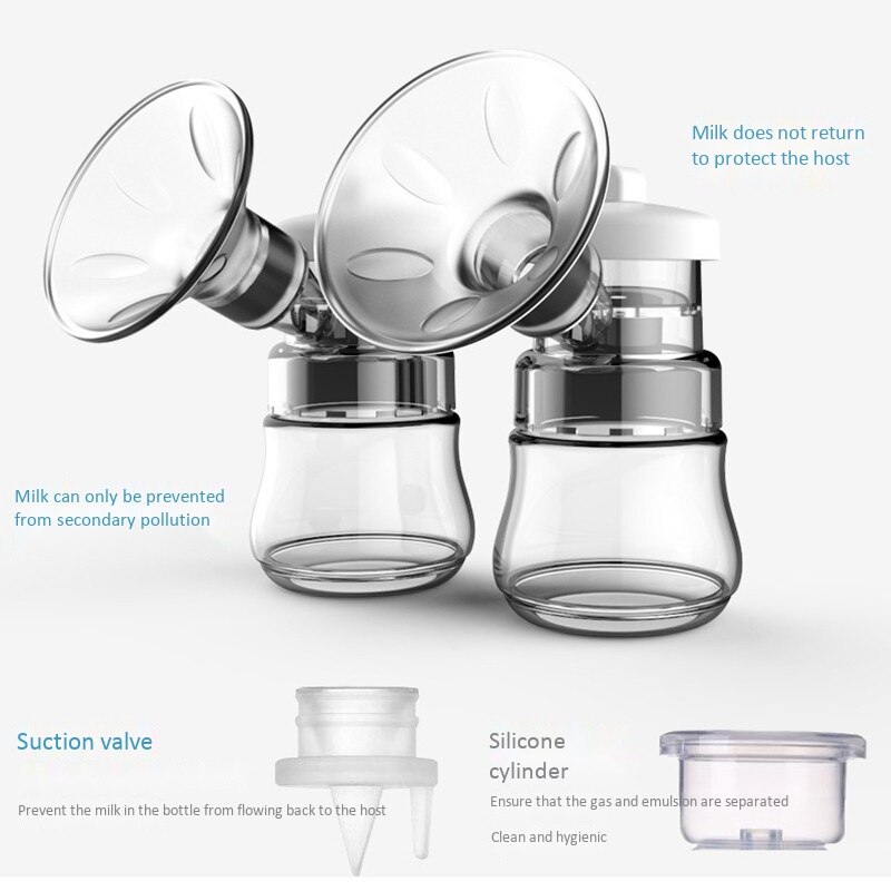 Electric Breast Pump Smart Bilateral Large Suction Quiet Automatic Breast Pumping Device 9-Speed Adjustment Anti-Backflow