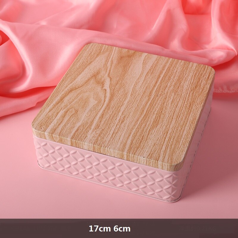 Stor high-end europeisk trä ådring plåt kaka box tråd sömmar broderi sömnadssatser hemorganiserar med papper: Rosa