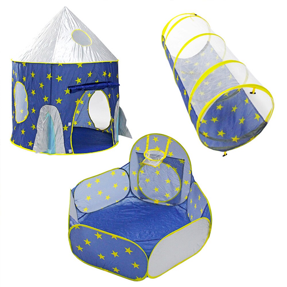 3 In 1 Children's Tent Spaceship Kids Tent Rocket Ship Play Tipi Dry Pool Children's House Space Yurt Ball Box Baby Teepee Tents