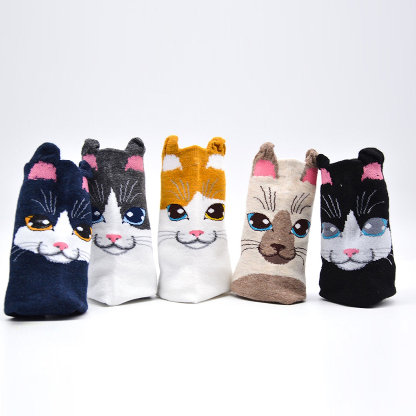 Autumn Winter Warm Cute Socks Cat Ear Cartoon Animals Patterns Series Funny Socks Warmer Funny Socks Christmas