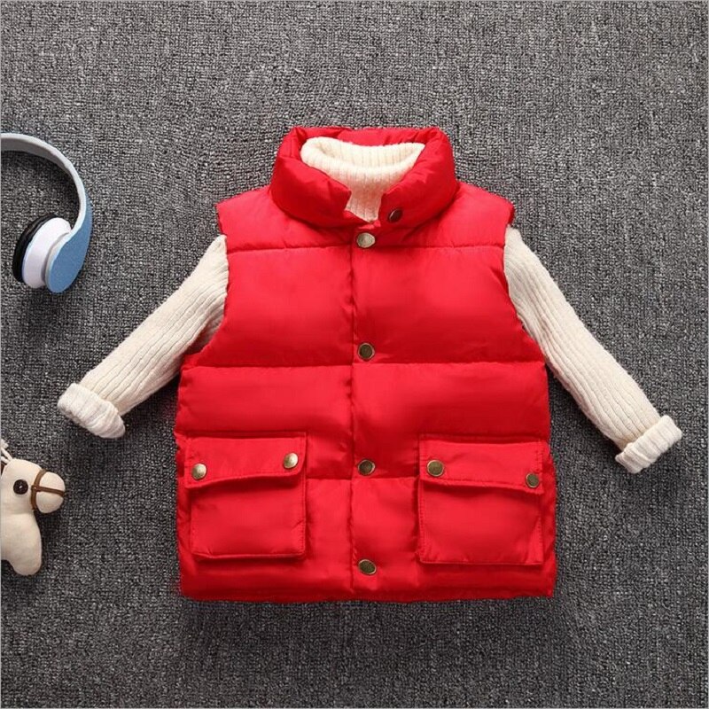 Gilets d'automne à col montant unisexe pour enfants, vêtements d'extérieur en coton , 4-11 ans, pour garçons et filles: red / 140  8-9T