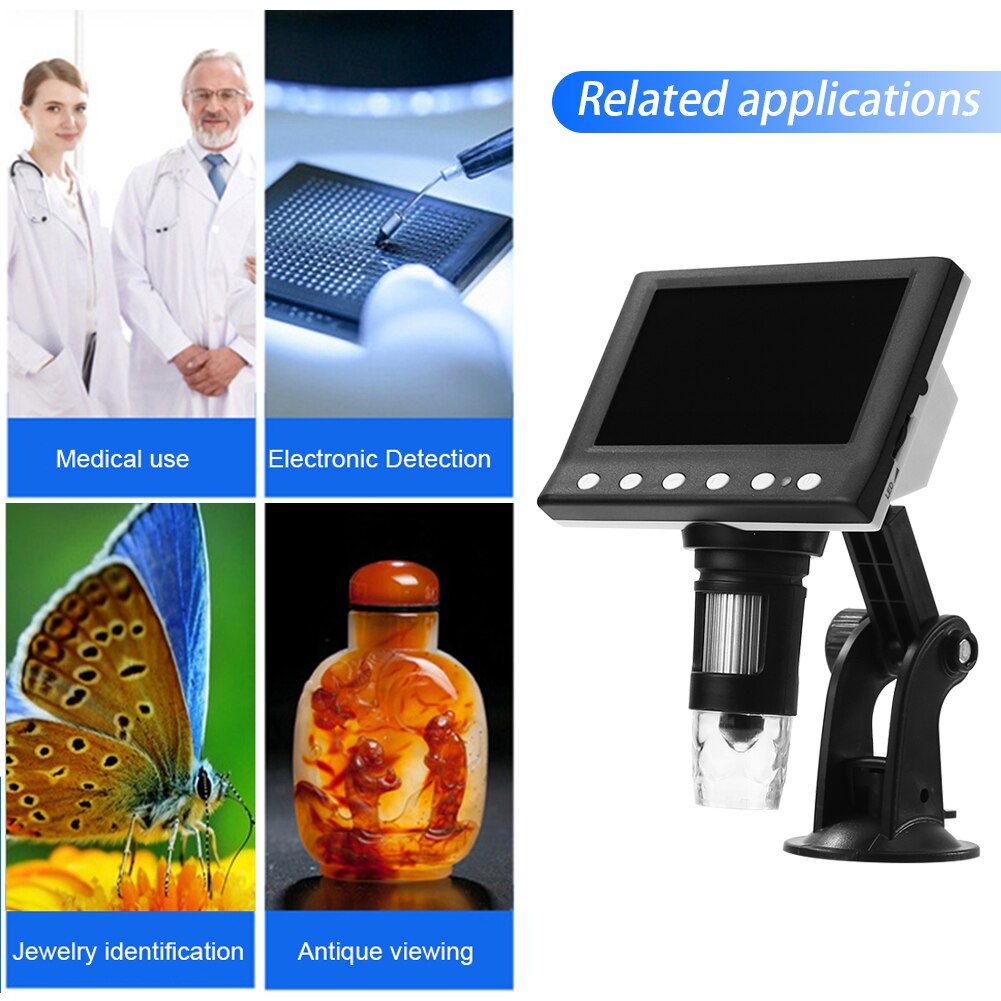 1000X 8 Digitale Mikroskope Anzeige VGA Telefon LED Elektronische 4,3 Zoll Lupe für Leicht Experiment Zubehör