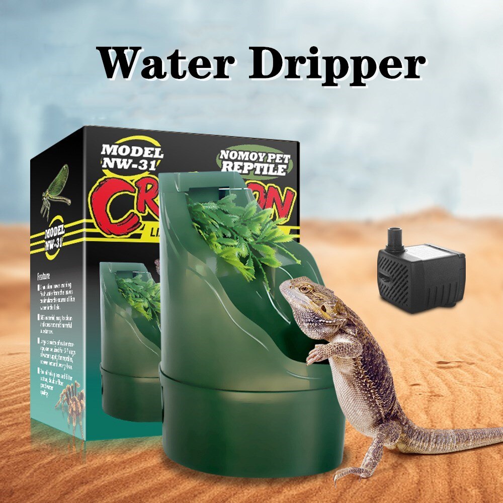 Bebedouro para répteis, fonte cantina com gotejador de água, dispensador para anfíbios, insetos, lagarto, tartaruga, aranha, sapo, gecko