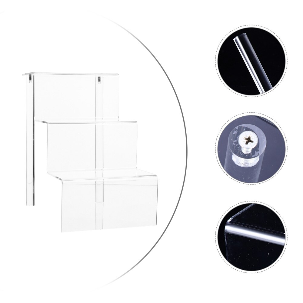 3 Steps Transparent Acrylic Display Stand Shelf for Cosmetics Jewelries Cakes