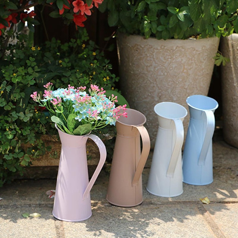 Mini Flower Tin Vase Jug Metal Vase Desktop Flower Arrangement Coffee Flower Pot Flower Basket Nordic Home Decoration Vases