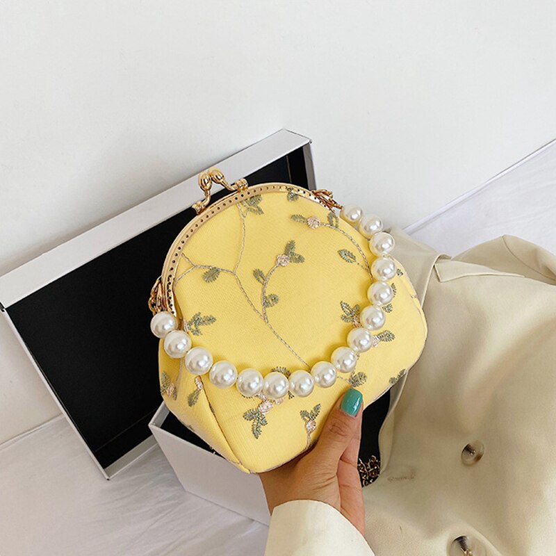 Sling Bag Female Women's Hand Bags Luxury Handbag Vintage Beading Lace Chain Messenger Shoulder Bags for Women