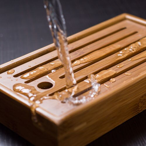 Mini plateau d'eau Portable en bambou | Pour cérémonie du thé Gongfu 22x11/5cm