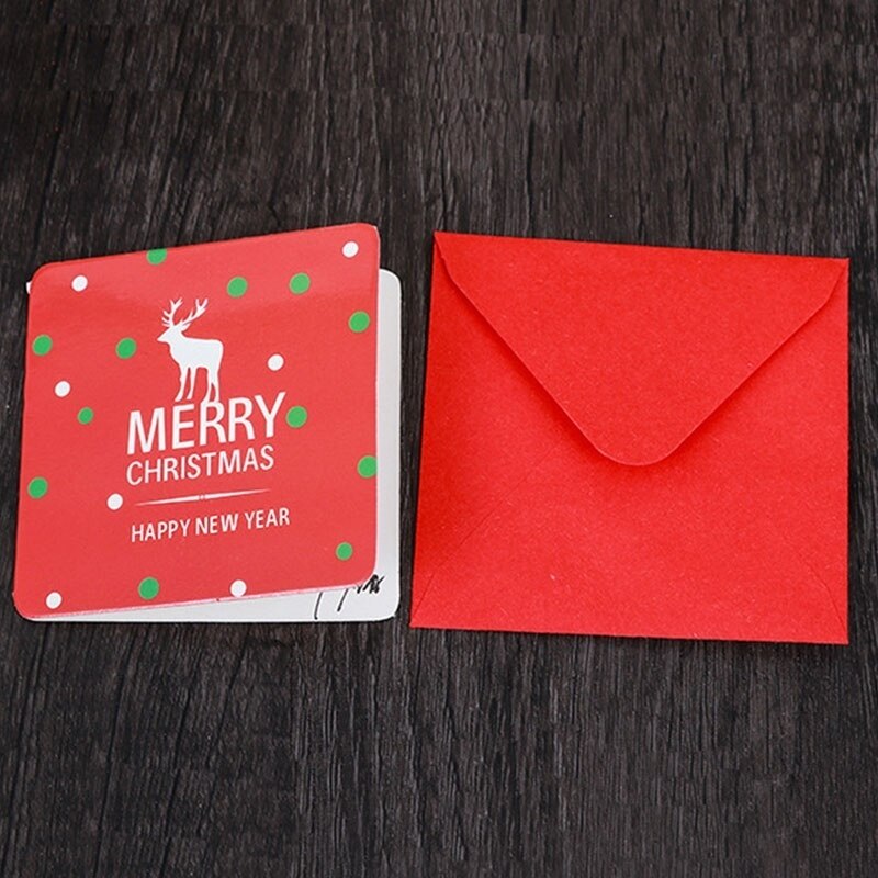 24 Pcs/lot Christmas Greeting Card Kids Mini Christmas Blessing Greeting Cards Envelope Year Postcard Card Xmas Party