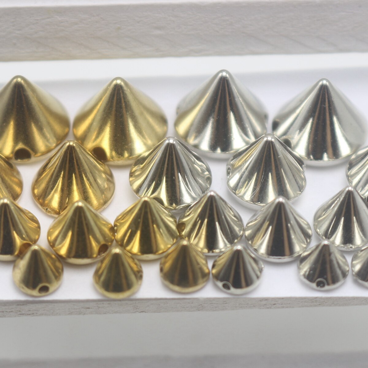 Craft DIY Metallic Silver/Gold Acrylic Rock Punk Spike Taper Stud Beads 6mm-12mm