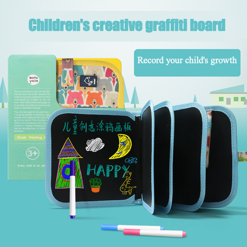 Kid double-sided erasable drawing book Cut portable painting blackbord animal graffiti writing board painting supplies