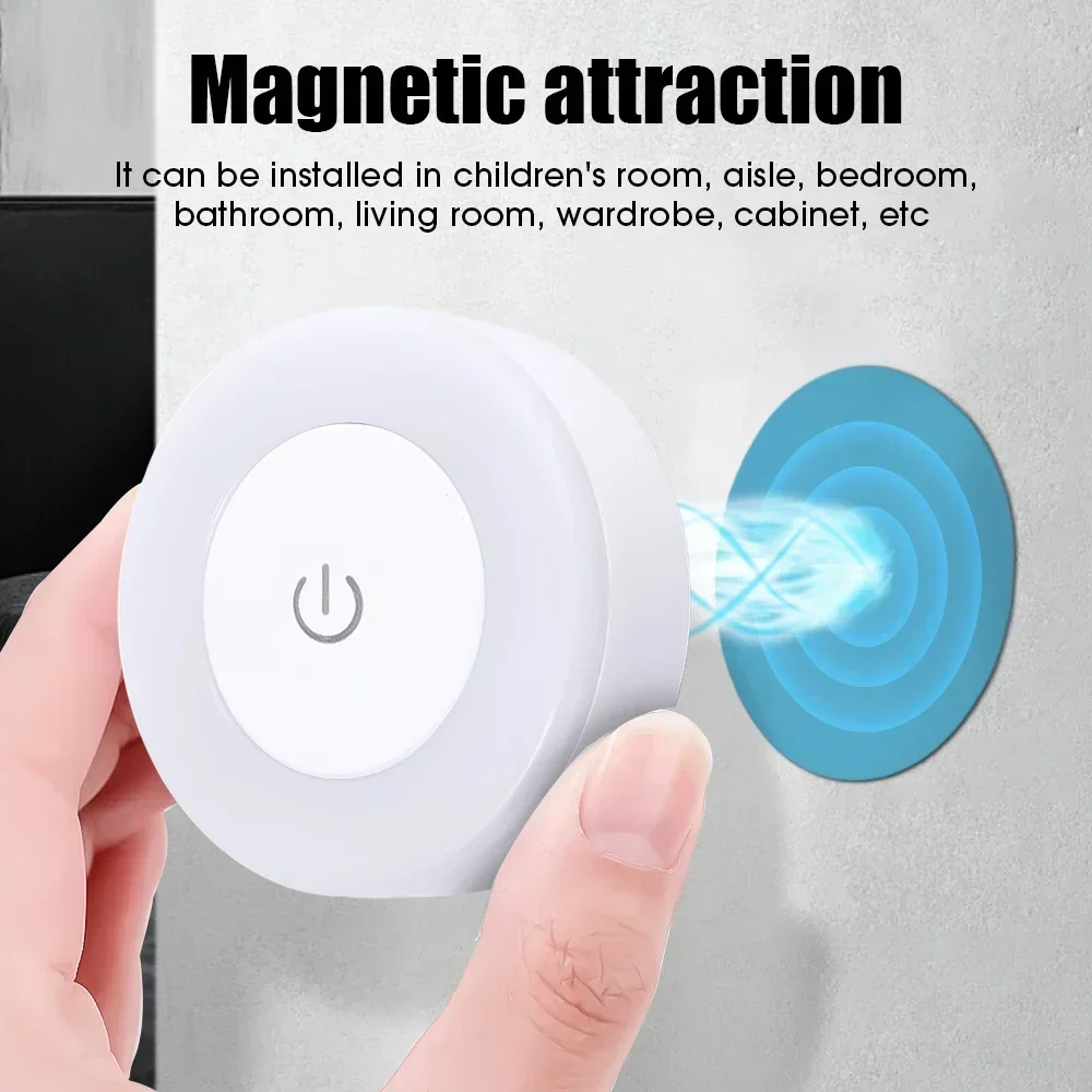Luces LED nocturnas con Sensor táctil, luz de pared con Base magnética recargable por USB portátil, 3 modos, lámparas de noche con atenuación para dormitorio, 2/1 Uds.