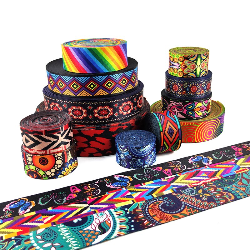 Meetee 10 metriä 38mm print etninen jacquard nauhakassit hihna vyö nauha tee itse tekstiilit vaatteet sisustus ompelutarvikkeet