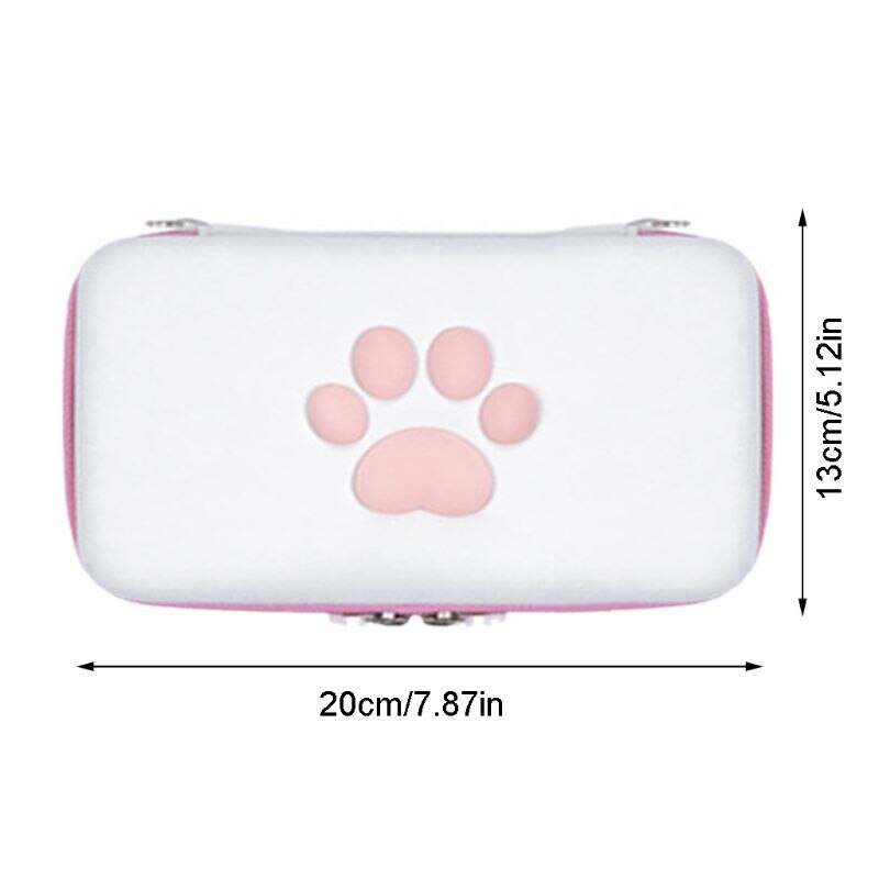 Cute Cat Paw Storage Bag for Switch / Switch Lite Portable Travel Hard Shell Carrying Case with a Single Shoulder Strap