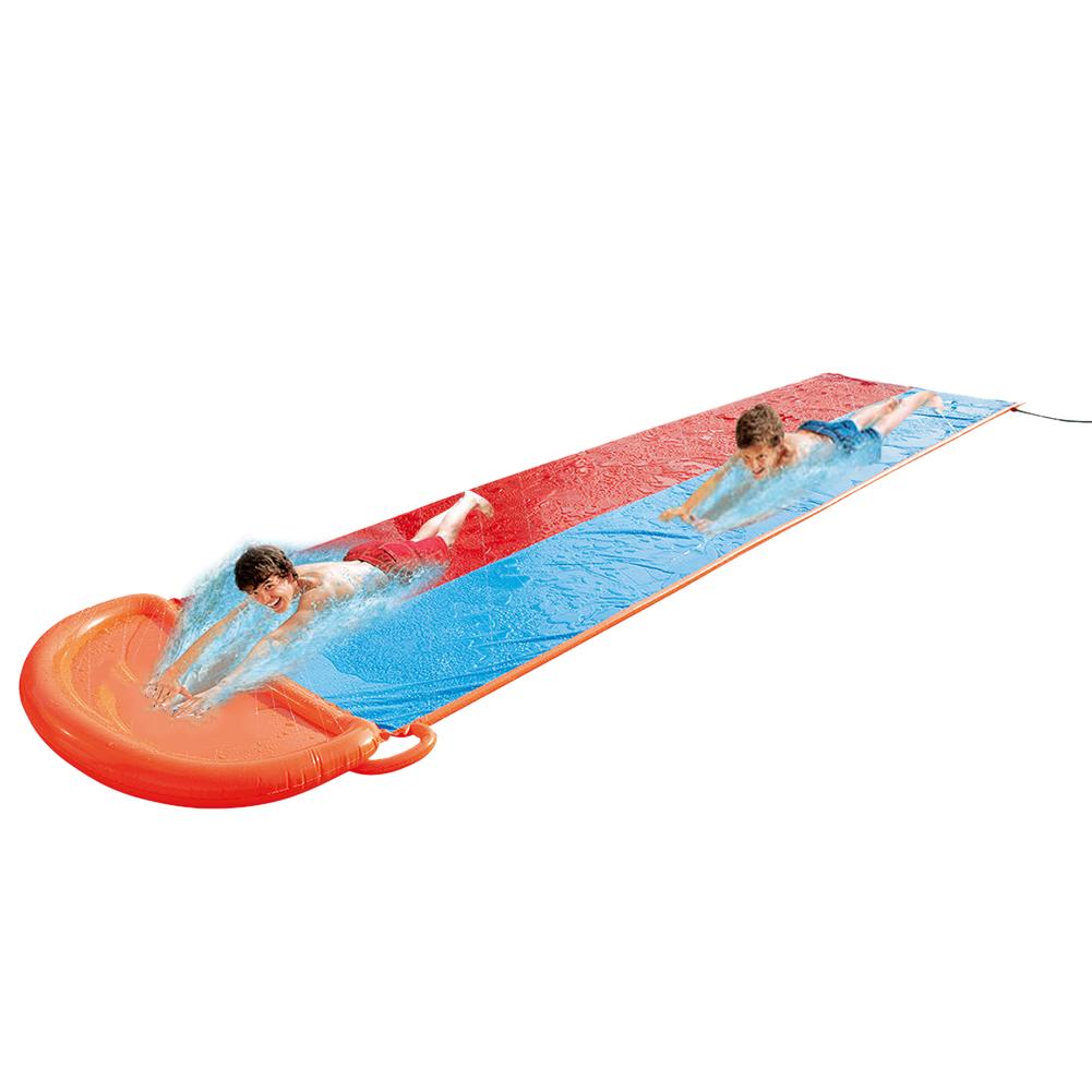 549 Cm Kids Dubbele Glijbaan Opblaasbare Grote Dikke Surfen Watersport Speelgoed Ingebouwde Sprinkler Gazon Glijbanen Piscine