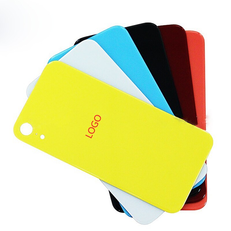 Dla iphone XR wysokiej jakości fabrycznie nowy oryginalny duży otwór baterii drzwi szklane tylna pokrywa powłoki, szkło powrót powłoki + naklejki samoprzylepne