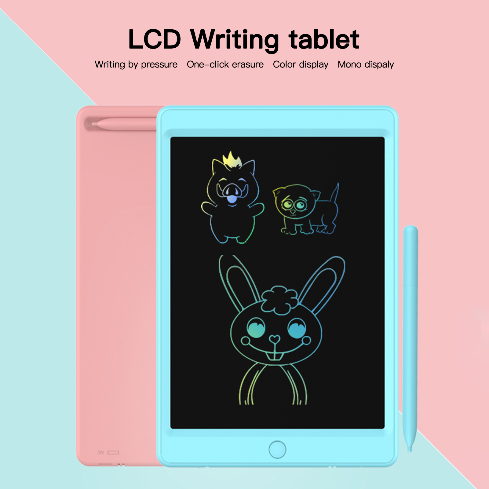 Tablette LCD pour écriture et dessin, 10.5 pouces, tableau coloré avec stylet magnétique pour apprentissage éducatif au bureau