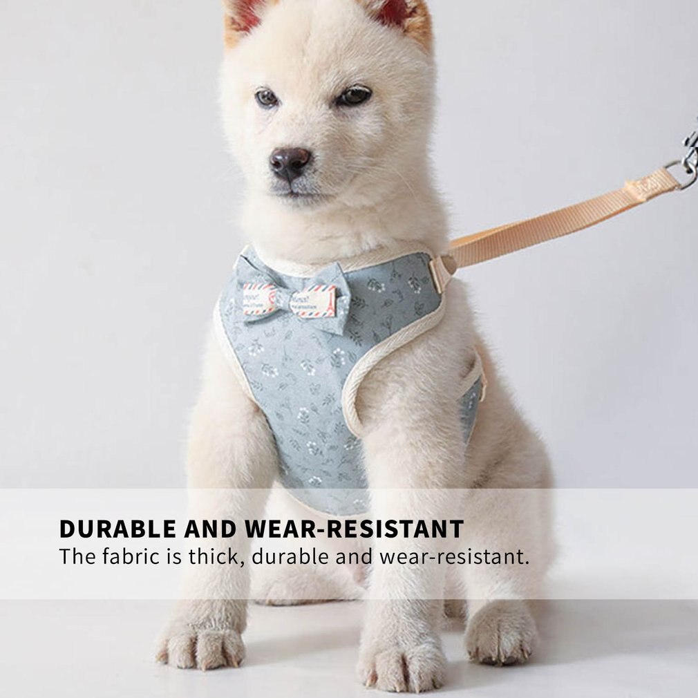 Pet Leash Bowknot Pet Chest Strap Vest Style Cat And Dog Leash Rope No Traction Dog Harness Breathable Mesh