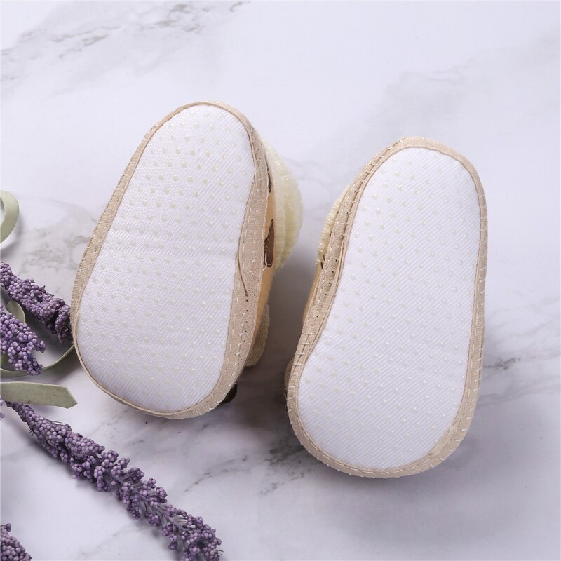 Nette Baby Schuhe Baby Jungen Mädchen Winter Warme Bogen Nicht-rutsch Erste Wanderer Nette lässig Baby Stiefel 0-11M