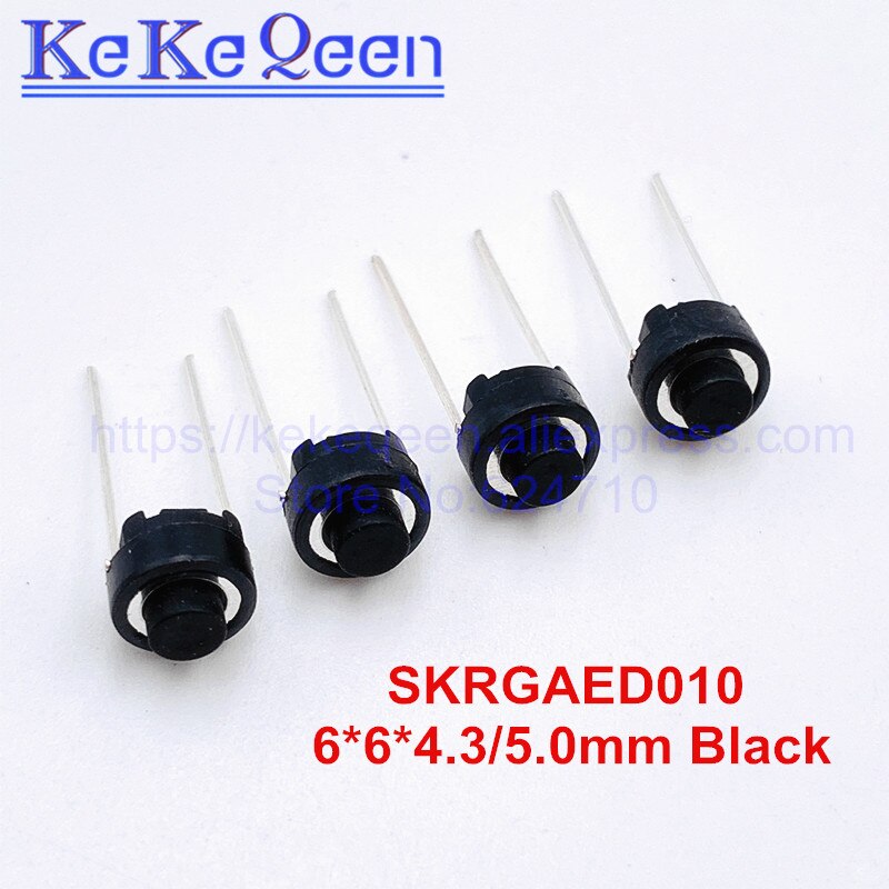 100pcs SKRGAED010 ALPS Tact Switch 6*6*4.3/6*6*5 white black touch switch 6*6*4.3mm/6*6*5mm DIP Tactile Push Button Micro Switch
