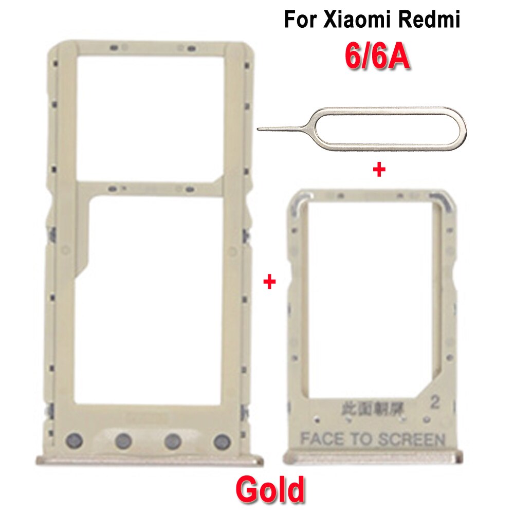 1set Brand SIM Card Tray Holder Slot For Xiaomi Redmi 6 6A SIM Tray Container Adapter Replacement Part: gold