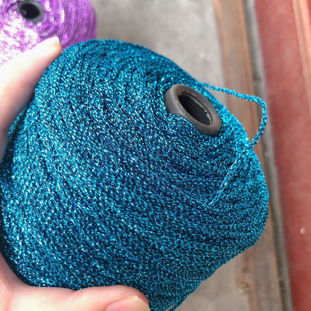 Hilo de ganchillo para tejer a mano, hilo fino hueco, oro, plata, seda brillante, metalizado, hilo aguja, artesanal, bolsa de oso hecho a mano, 500g: Blue-500g