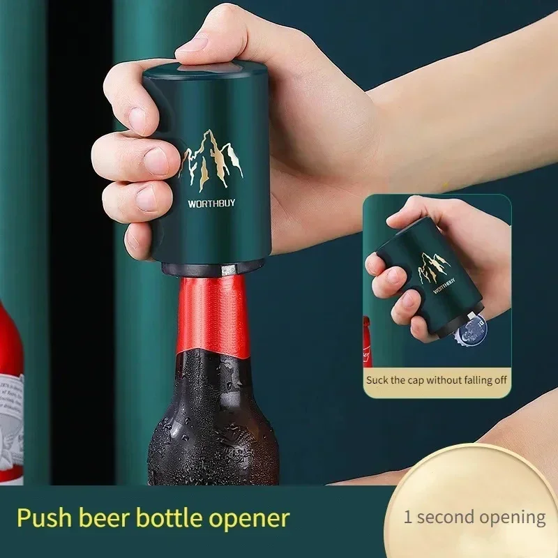 Ouvre-bouteille de bière automatique magnétique, couvercle de presse en acier inoxydable, outils tire-bouchon de bière, Gadgets de Bar portables