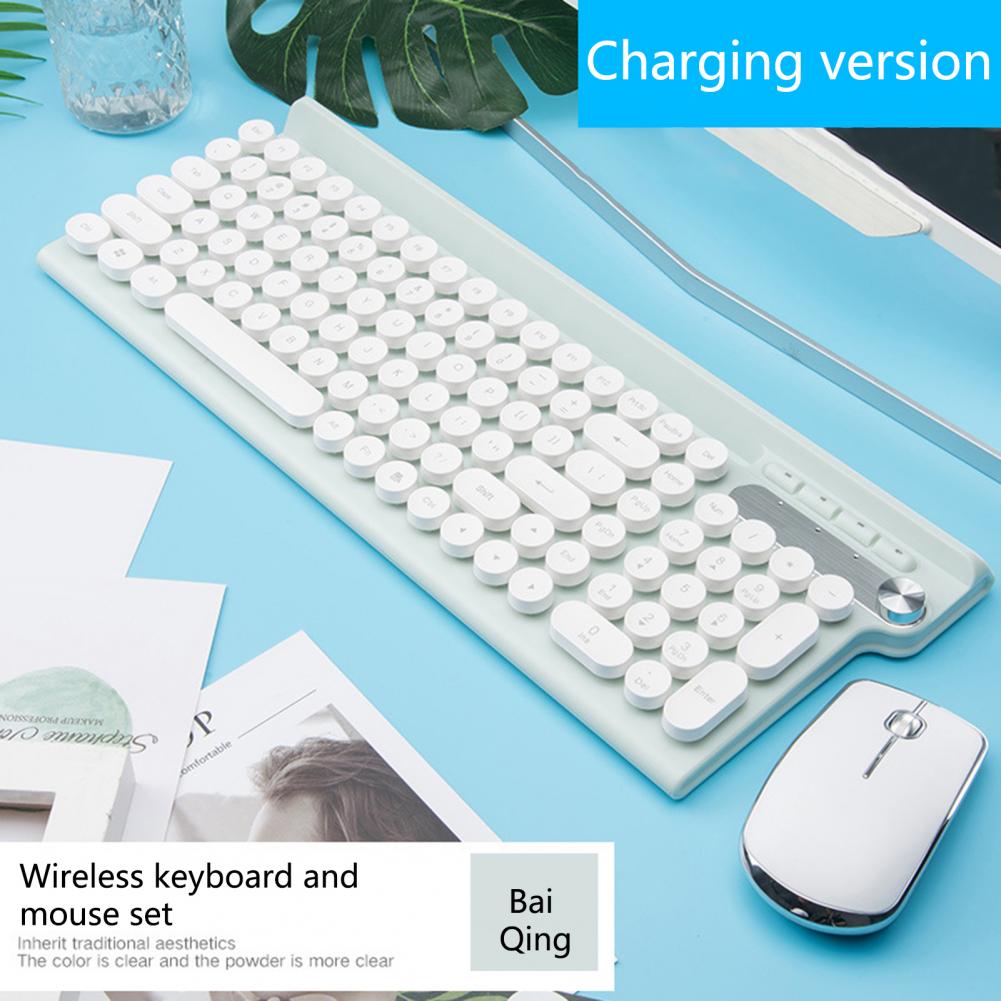 Rechargeable Wireless Bluetooth Gaming Keyboard And Mouse Set. 102 Keys Mute Cute And Ultra-thin, Suitable For Home Office Games