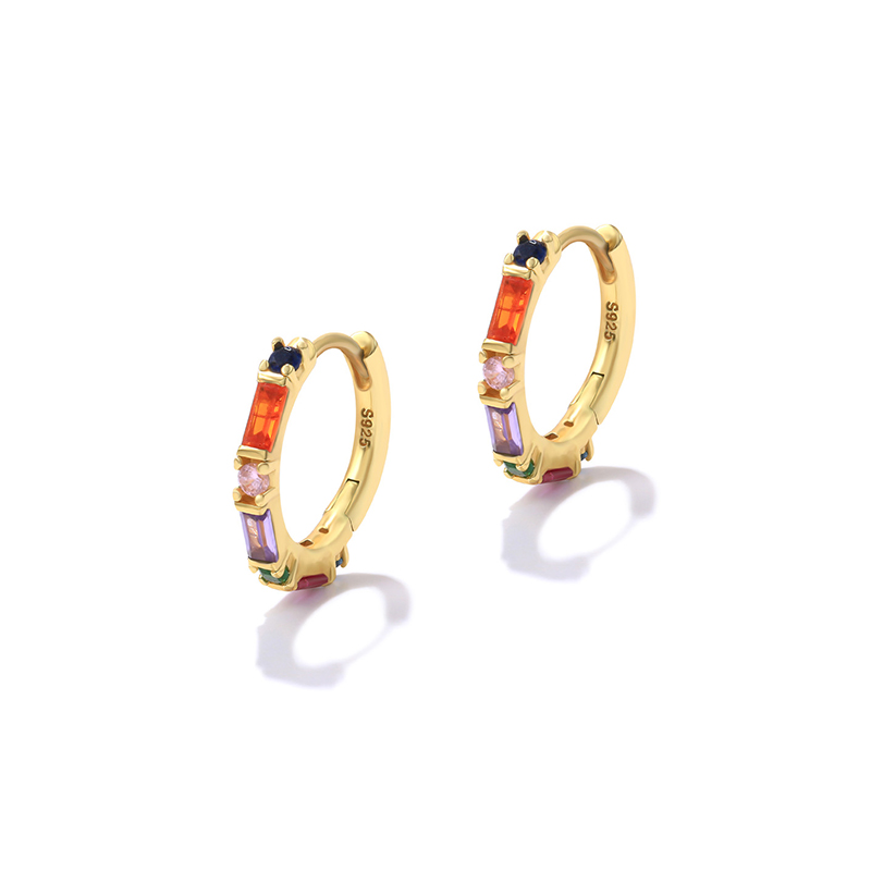 Romad 9mm colorido zircon aros brincos para mulher 925 prata esterlina brincos redondos presentes de jóias de casamento pendientes mujer: A
