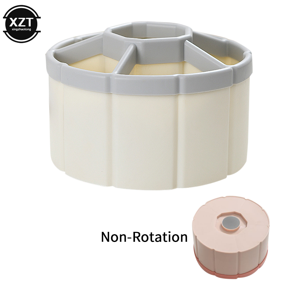 Soporte de bolígrafo giratorio de 360 °, caja de almacenamiento de lápices bonita de gran capacidad, organizador de escritorio, papelería escolar y de oficina, 6 compartimentos: Grey