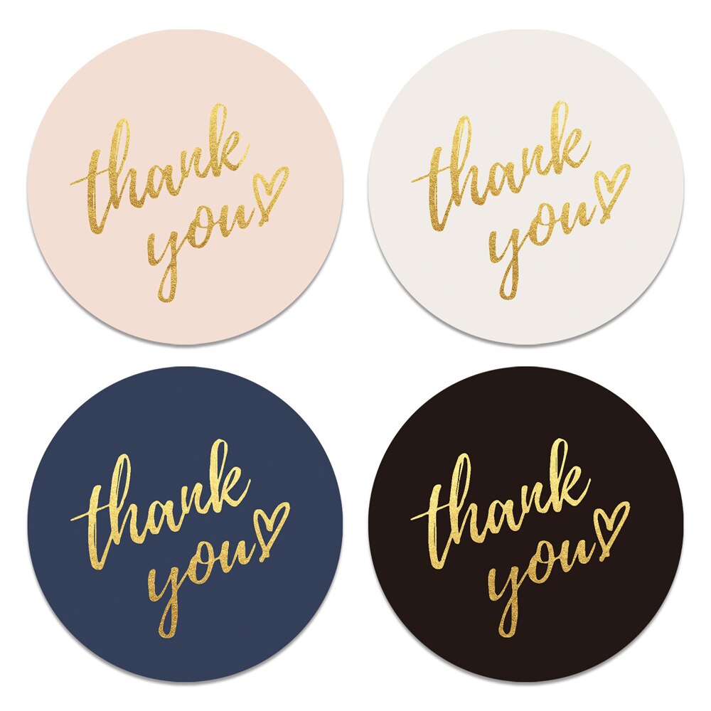 100-500pcs Blue Thank You Stickers Seal Labels 1inch Gold Foil Paper Decoration Sticker Handmade Wedding Labels Stationery
