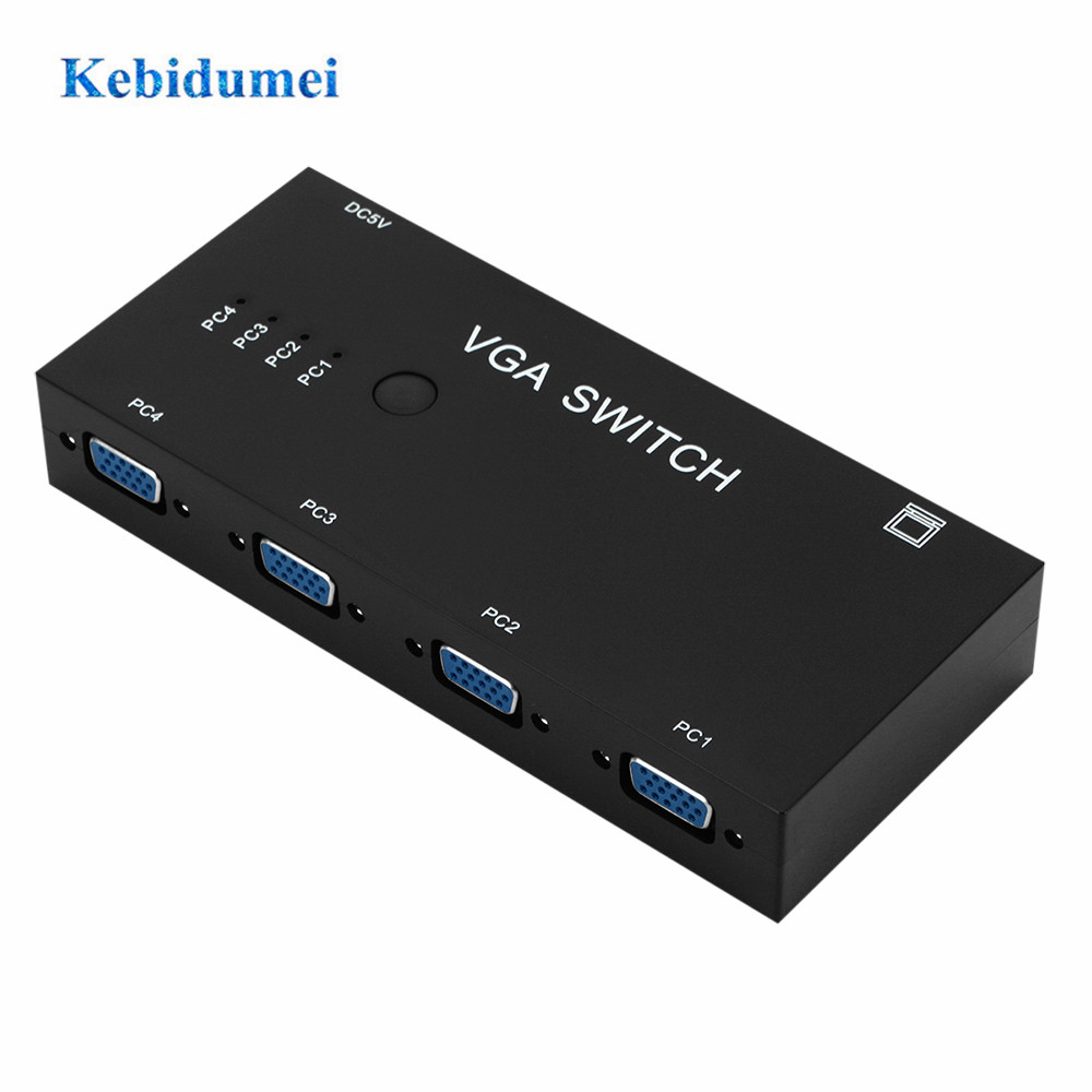 Kebidumei Vga/Svga Switch Box Selector Adapter 4 Port Vga Handmatige Sharing Keuzeschakelaar Switcher Box 2 Poort Voor pc Monitor