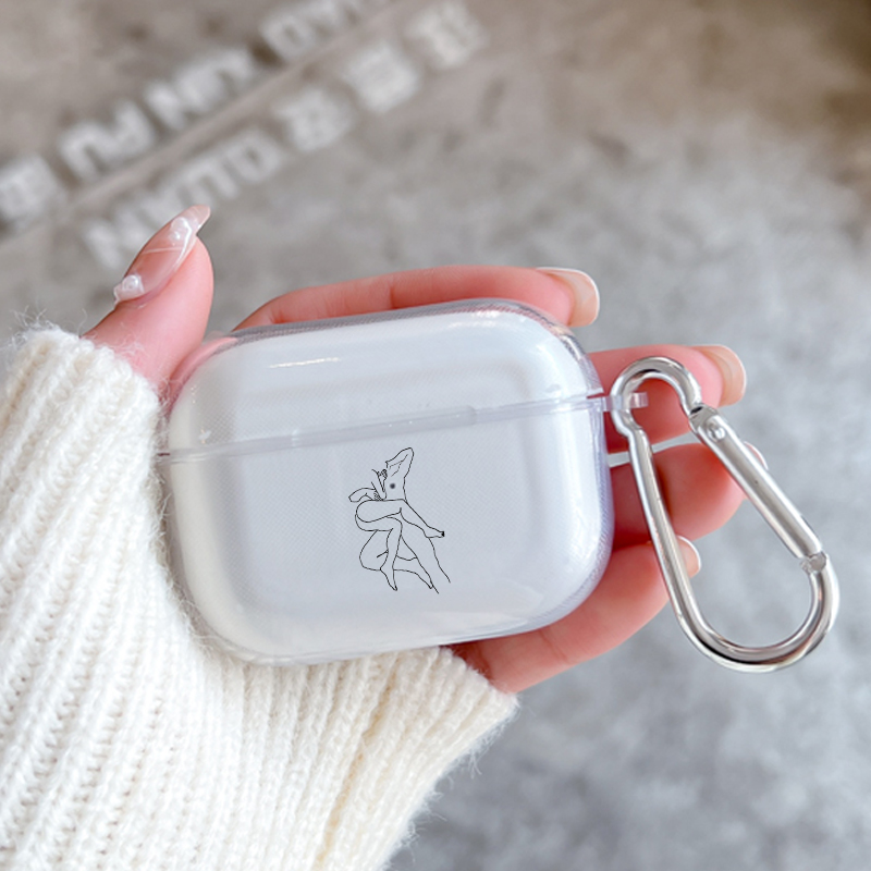 Funda protectora transparente para Apple Airpods 2 1, fundas de auriculares con gancho, negro, línea Sexy, arte rosa, amante, Airpod Pro 3 Pro2: S / WHEAT