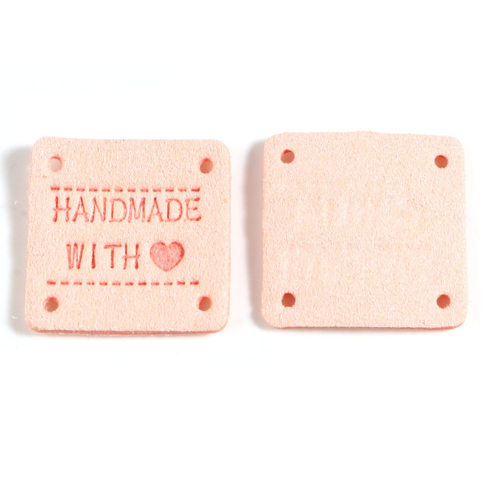 20 sztuk ręcznie wykonane z miłością odzież tłoczone etykiety sztuczny zamsz Lether etykiety tagi plac do szycia odzieży Knitting Tag 25x25mm: 9