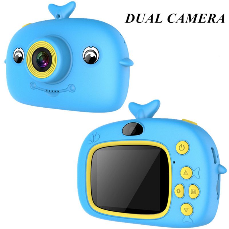 Cámara de Niños de juguete de vídeo 1500w Pixel niños de dibujos animados Linda Cámara al aire libre Photog: Blue Dual Camera