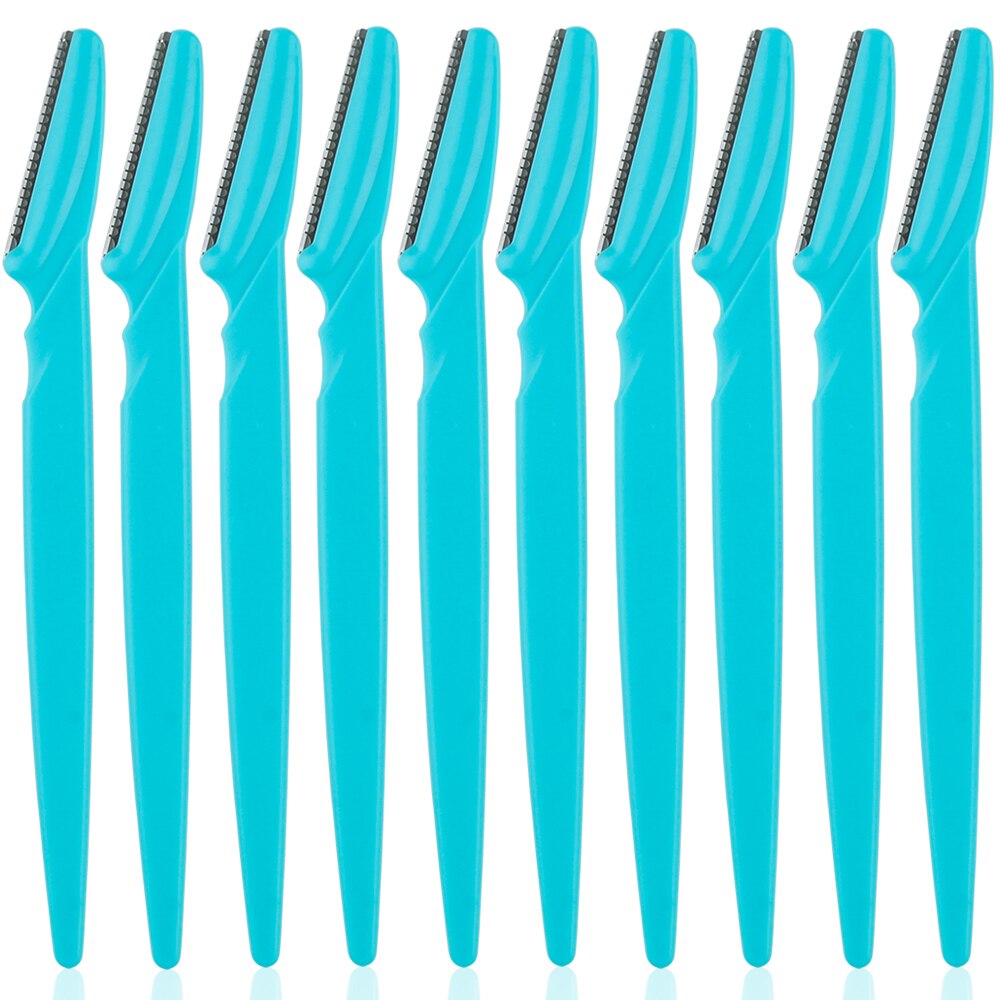 20/40/80Pcs Eyebrow Trimmer Cutting Woman Blades Eye Brow Cutter Shaver Face Hair Removal Scraper Portable Beauty Makeup Tools: 10Pcs Blue