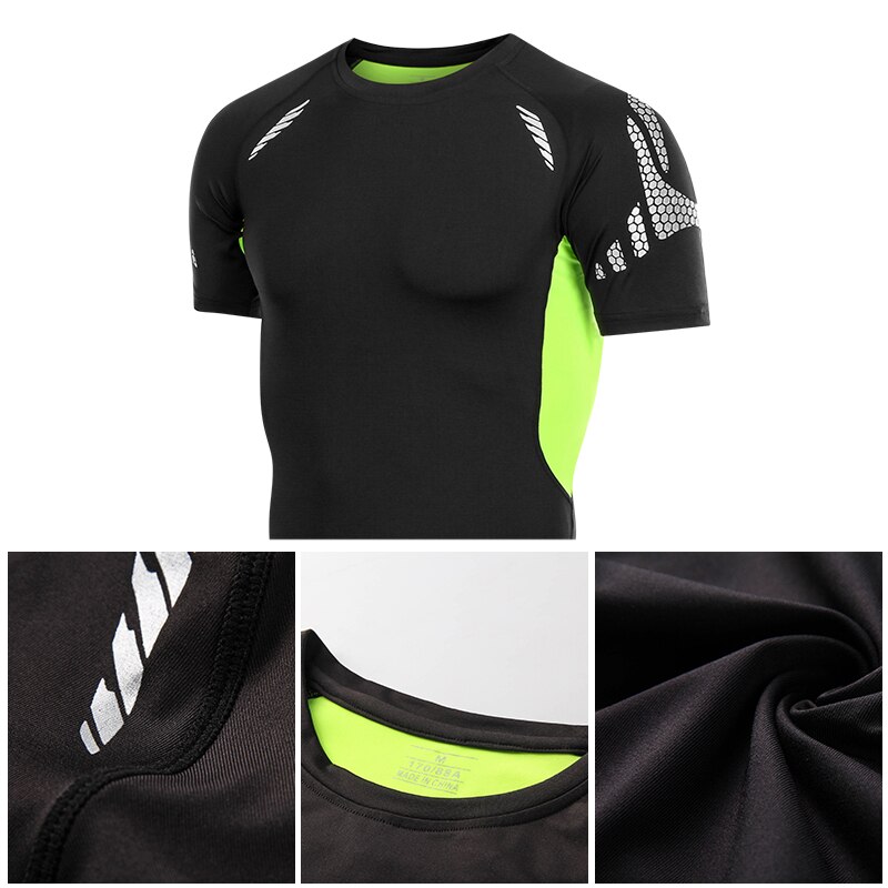 EURunning T-Shirts Men Breathable Quick Dry Fit Sport Training Exercise T Shirt Men Compression Tights Gym Shirts Sport Top Tees