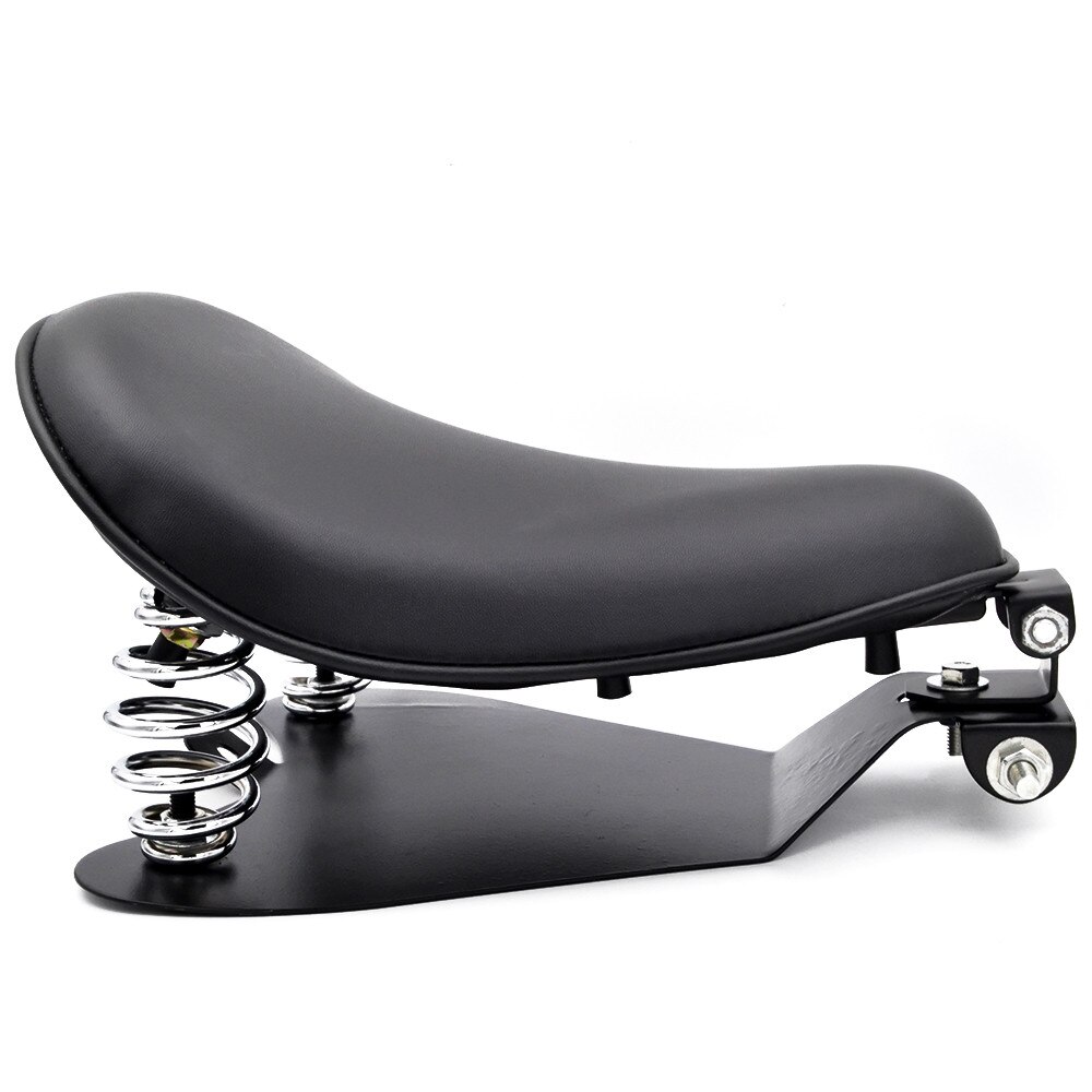 BJMOTO-almohadilla de asiento delgada para Conductor, de cuero negro, Solo con Kits de soporte de montaje para Harley Sportster Bobber Chopper