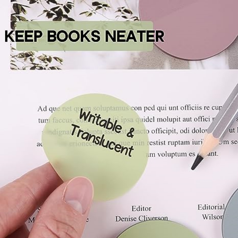 400 foglietti adesivi Morandi, etichette adesive traslucide rotonde trasparenti impermeabili, linguette adesive per annotare libri