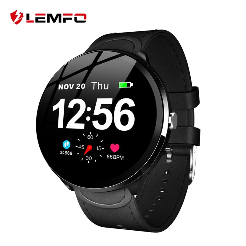 LEMFO V12 1.3 Inch Full Touch Gehard Glas Screen Smart Horloge Waterdicht Hartslag Monitoring Bloeddruk Voor Mannen Vrouwen