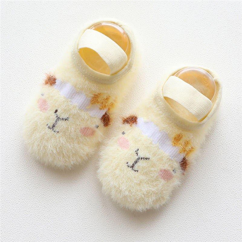 0-3T Autumn Baby Floor Socks Toddler Girls Boys Warm Non-slip Socks Infant Kids Cute Bear Bunny Fur Socks Winter
