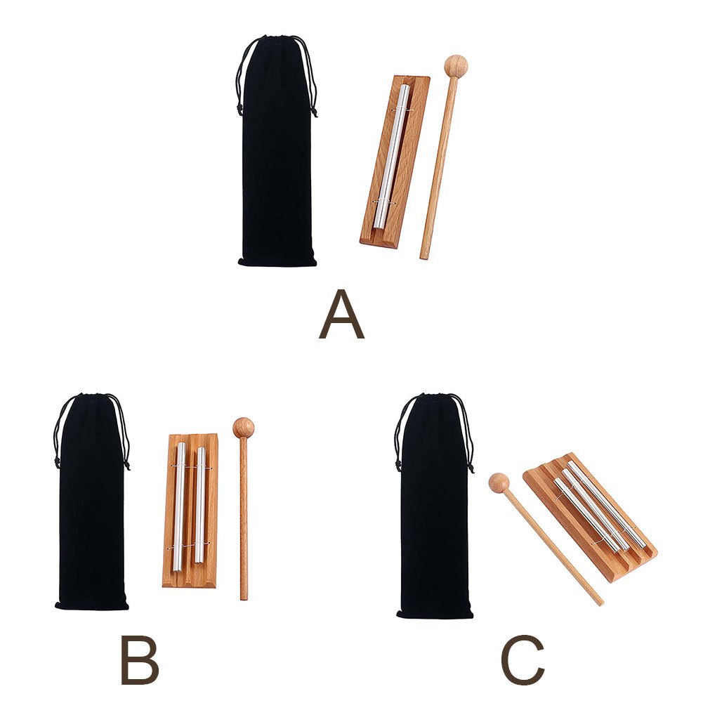 Instrumento de percusión de madera para sanación de energía con Mazo, bolsa de almacenamiento, carillón de meditación, campana Musical para aula, Mindfulness