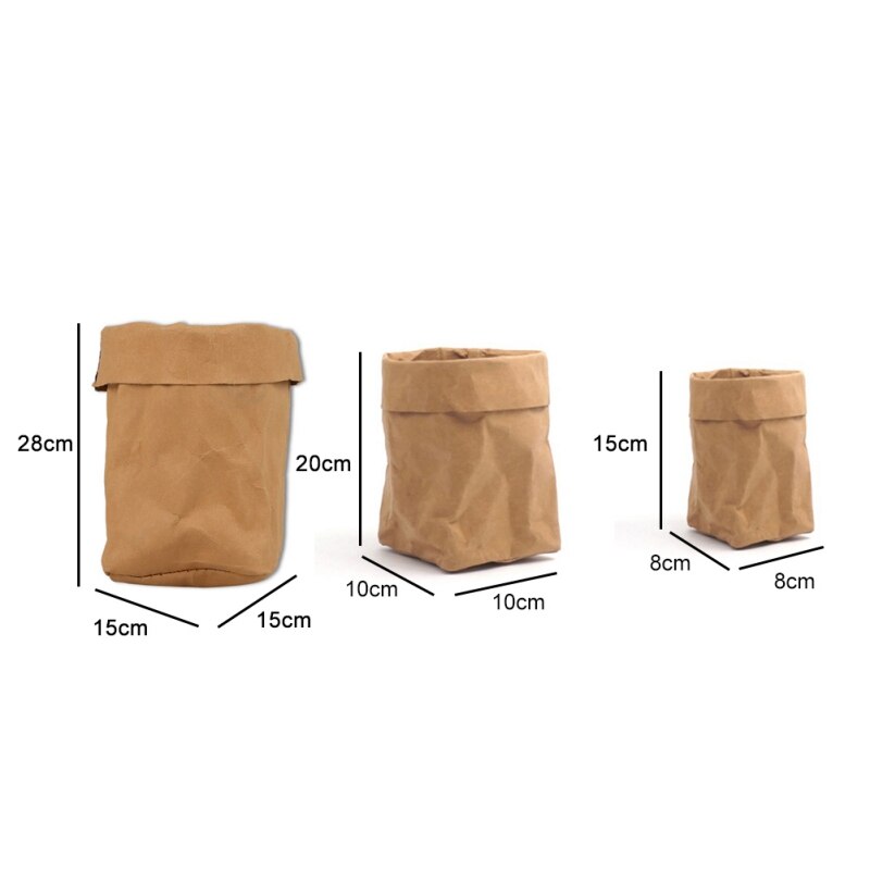 Panier de rangement en papier Kraft lavable, boîte de rangement réutilisable, boîte de rangement pour plantes pour la cuisine de la maison