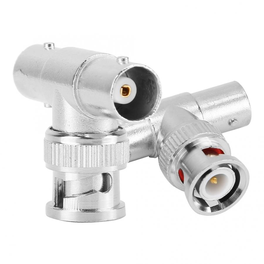 2pcs BNC Male to Female Adapter 3 Way Surveillance Video T Connector Splitter