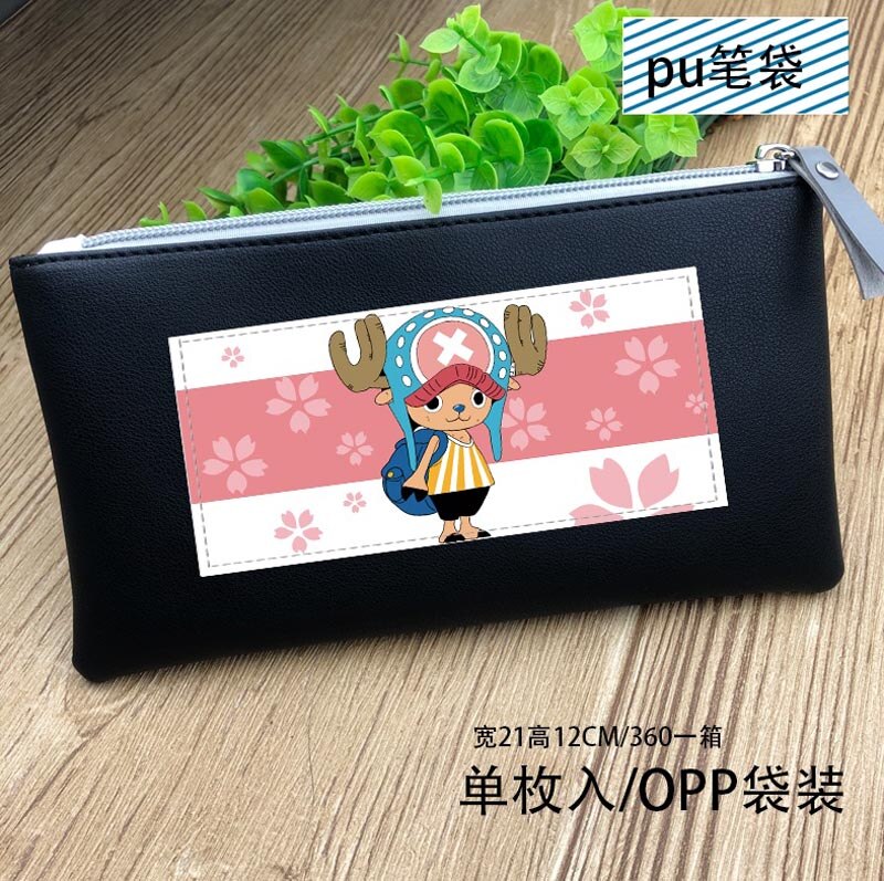 Anime One Piece PU Leather Pen Bag Luffy Stationery Bag Tony Tony Chopper Long Purse for: One Piece-3