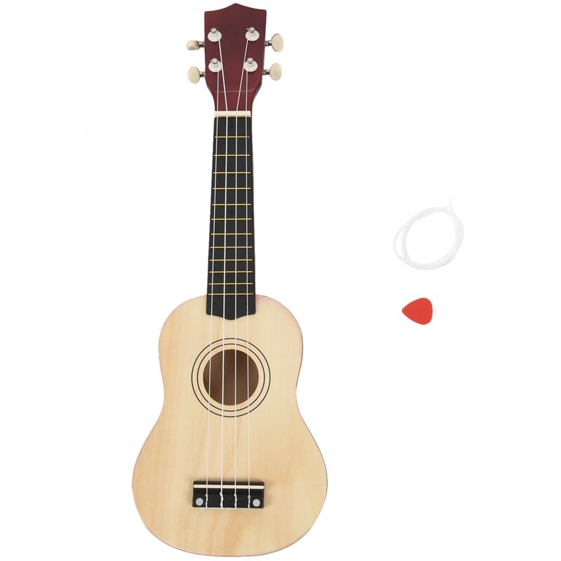 Ukelele Soprano de 21 pulgadas, 4 cuerdas, guitarra hawaiana, Uke + cuerda + púa para de chico principiantes: Natural