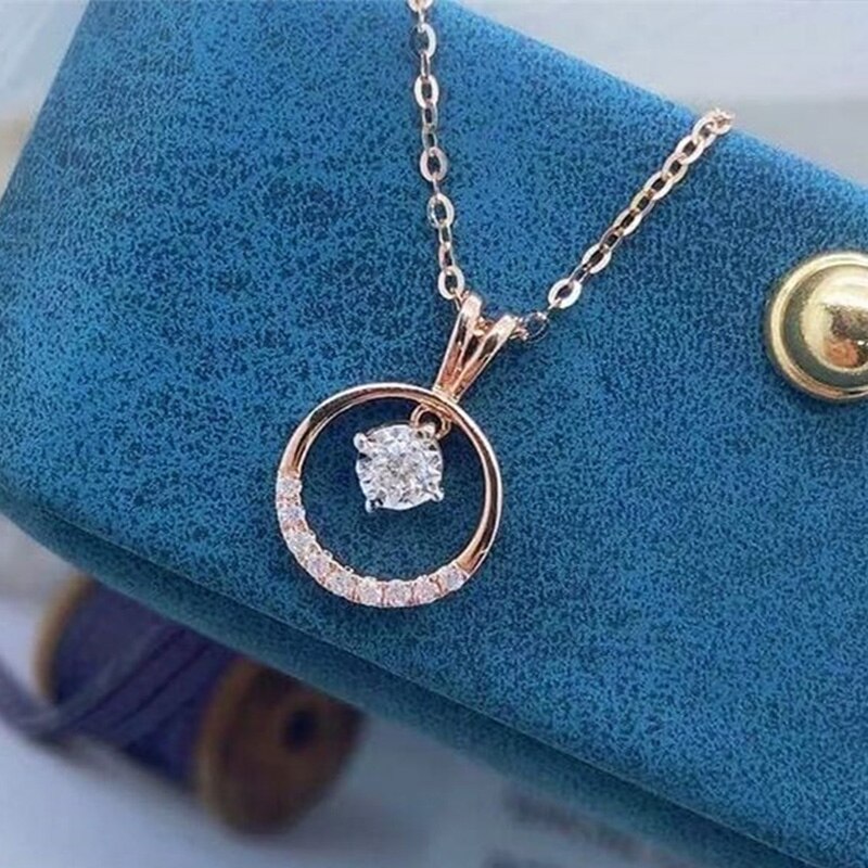 Huitan Mode Ronde Cirkel Hanger Ketting Met Witte Zirconia Delicate Vrouwen Accessoires Bulk Sieraden: XL448