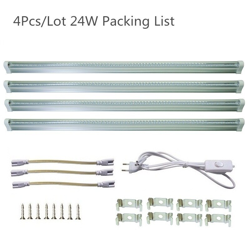 Reblue lampe til planter vokse lys 12w 24w t5 plante lampe full spektrum vokse ledet til planter dyrking frøplante fyto-lampe innendørs: 4 stk 24w f2 vokse ledet / Oss plugg vokse lys