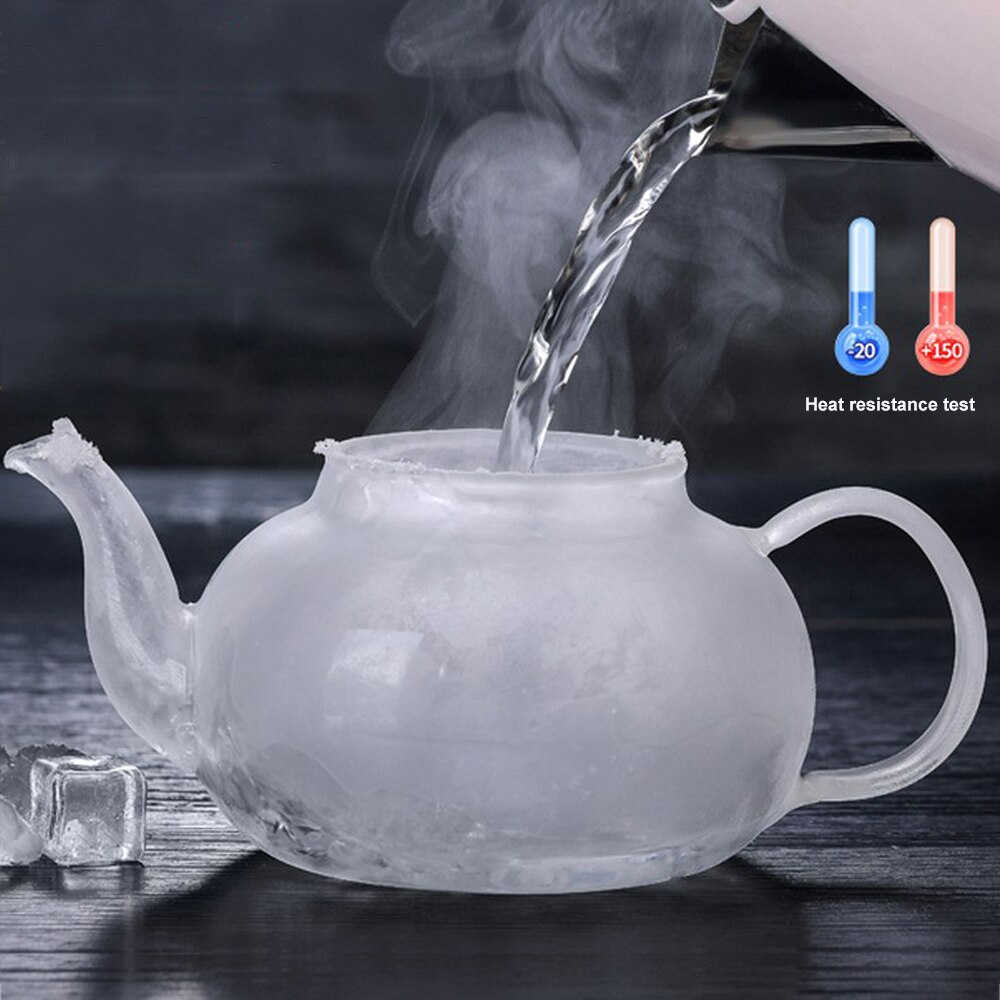 600ml Glass Teapot Heat-resistant Stainless Steel Clear Glass Tea Pot Leaf Filter Tea Pot Coffee Drink Home Office Teaware Set